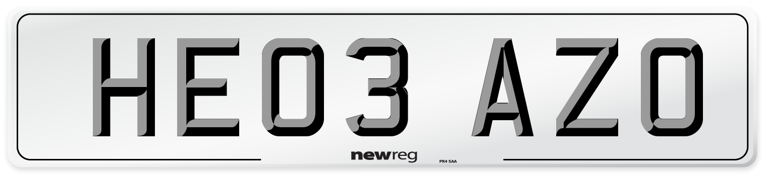 HE03 AZO Number Plate from New Reg